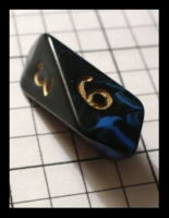Dice : Dice - 6D - Crystal Caste Bullet Black and Blue Swirl with Gold Numerals Gen Con 2009